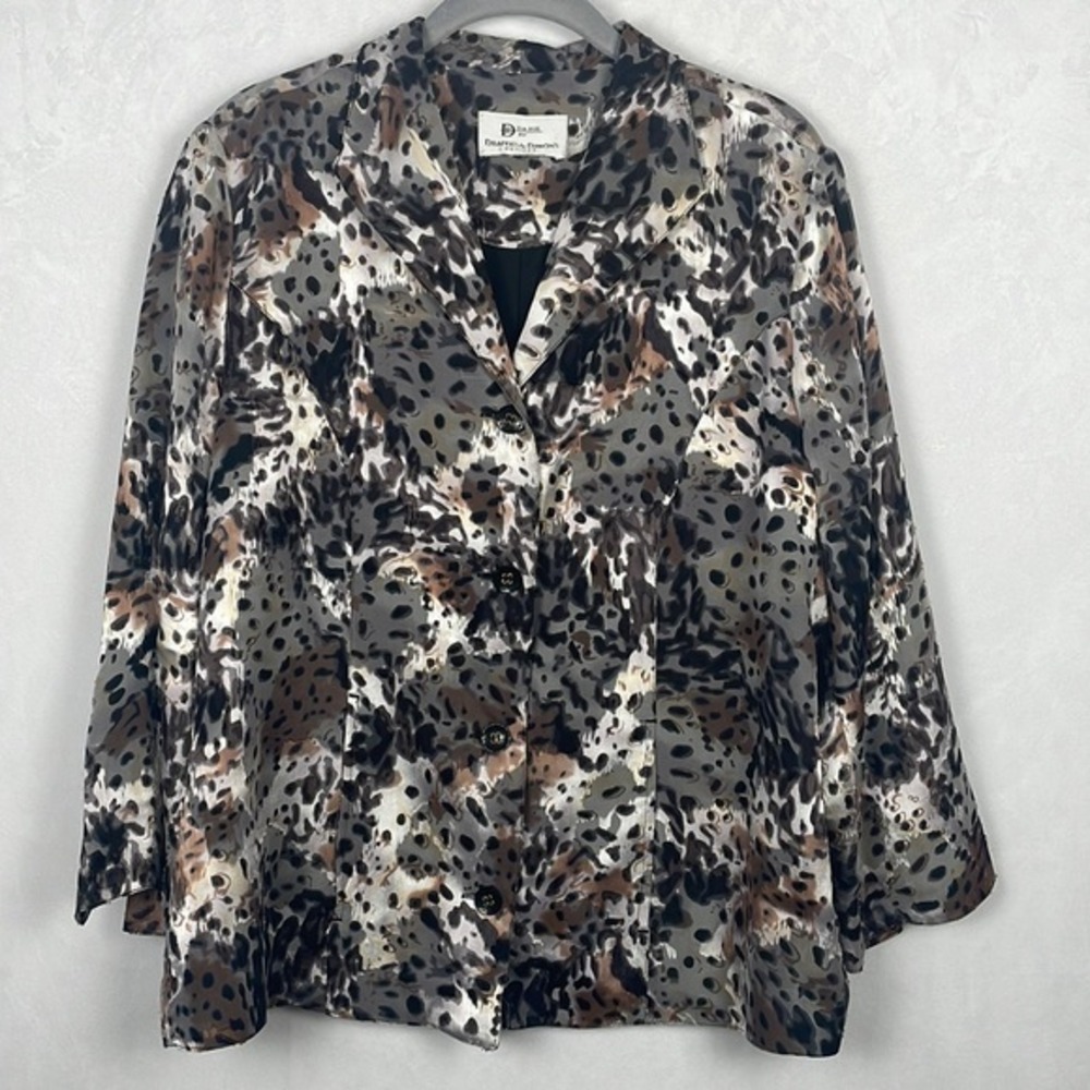 Draper's & Damon's Petites Animal Print Blazer Jacket‎ Women's Size Petite